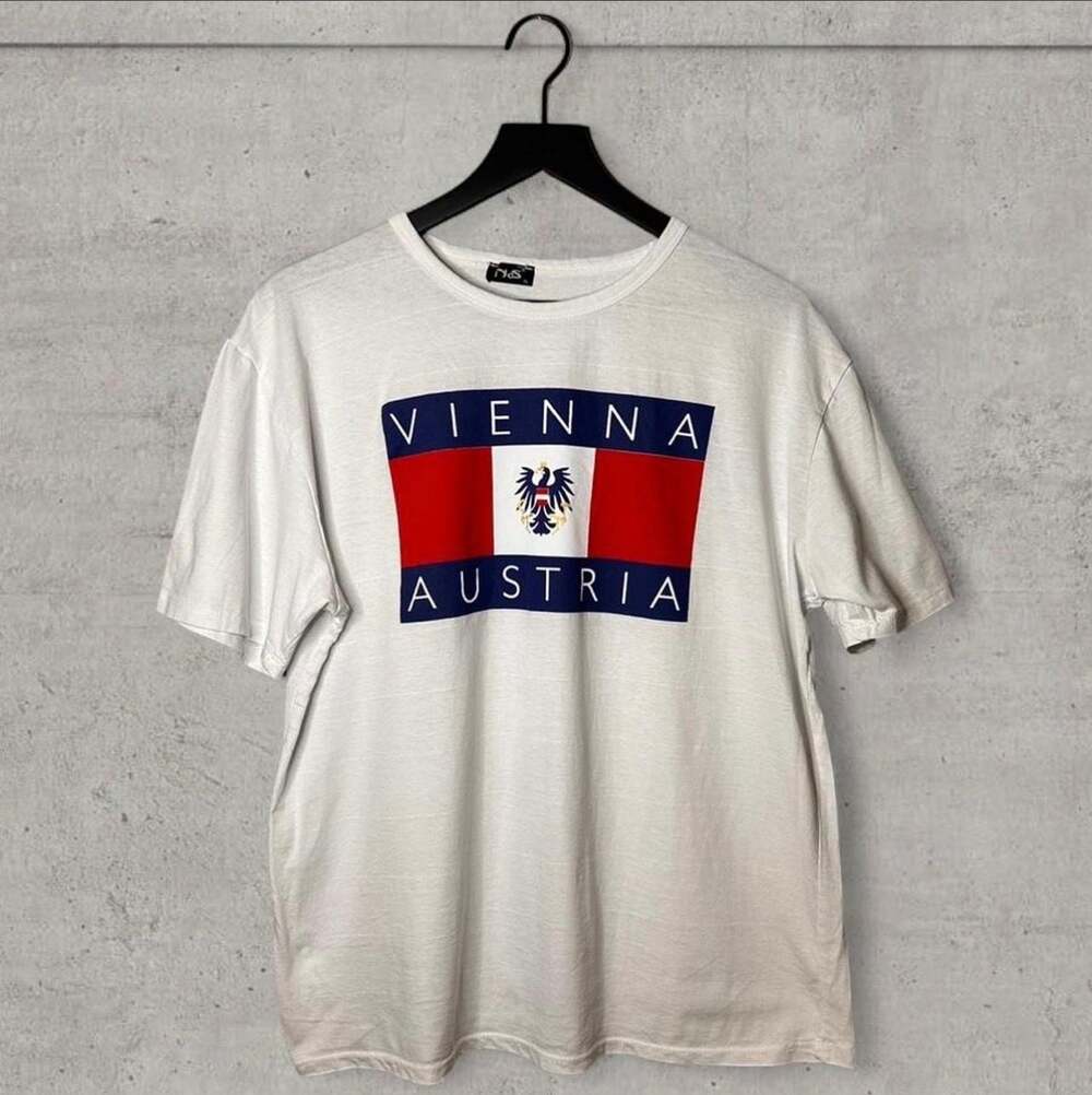 NS Vienna Austria Flag Graphic T-Shirt White Size XL